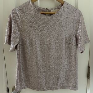 Monteau Silver Champagne Shiny Sparkly Top Holiday Party Size L NWT